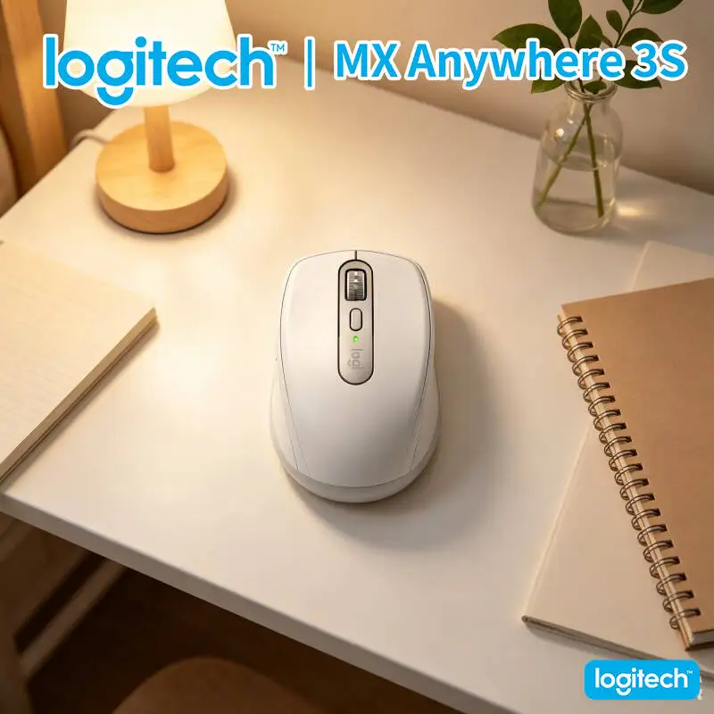 Travel MX Anywhere 3S Mouse - 8K DPI Tracking, 3-Device Bluetooth, Quick Charge, Perfect for Market Trip & Shop Work