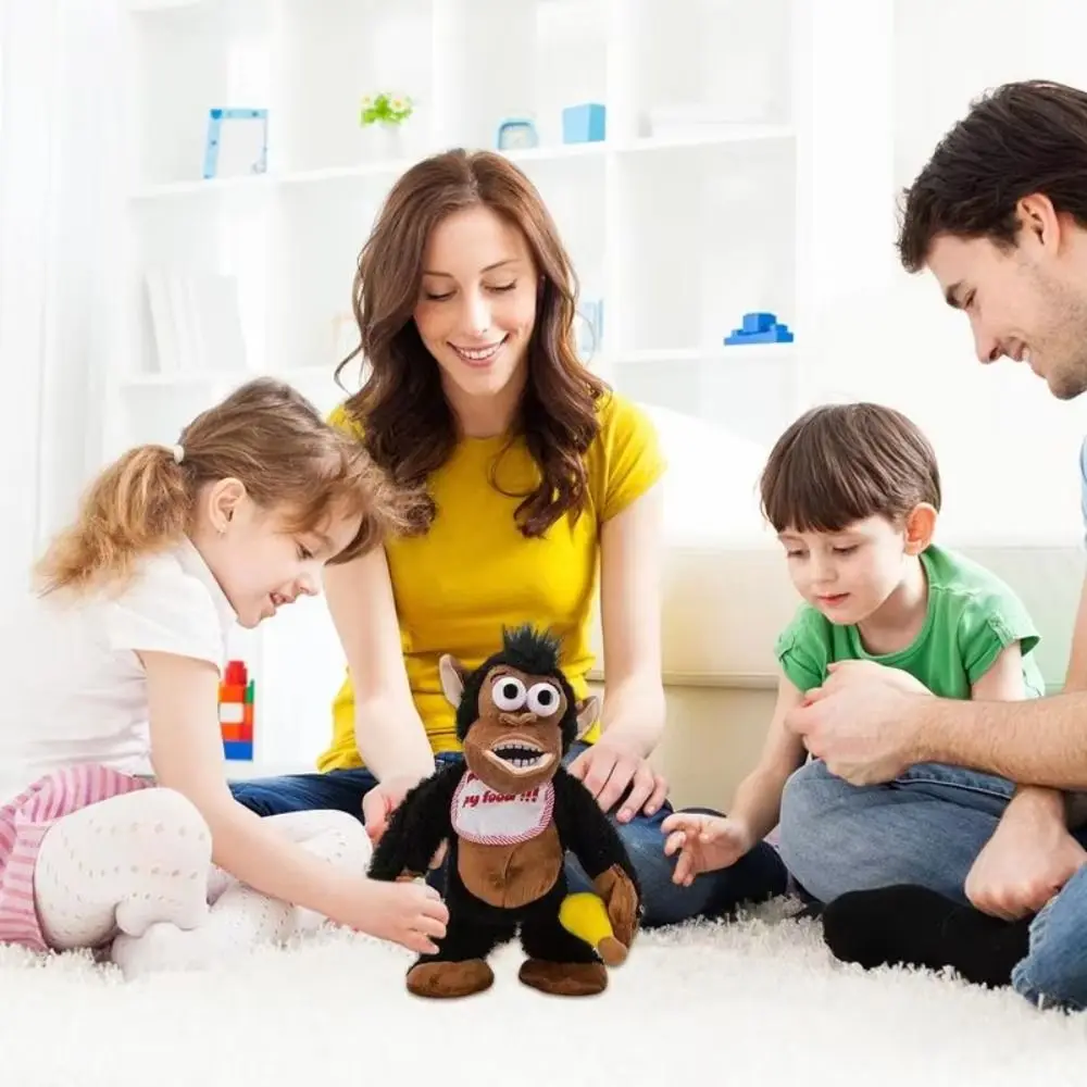 Crying Gorilla Electric Moving Monkey Eating Banana Collection Magnetic Monkey Fluffy Appease Guarding Food