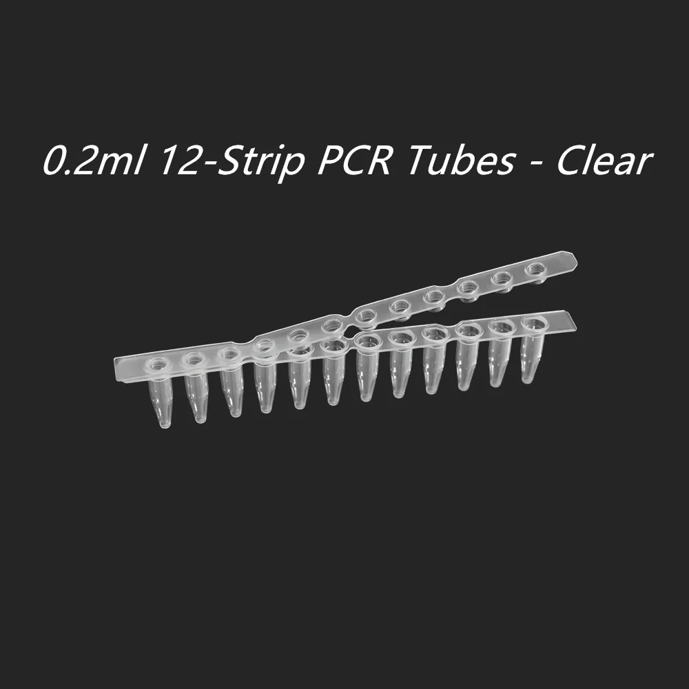 0.2ml 12-Strip PCR Tubes - Clear, DNase/RNase-Free, Compatible with All Major Thermal Cyclers