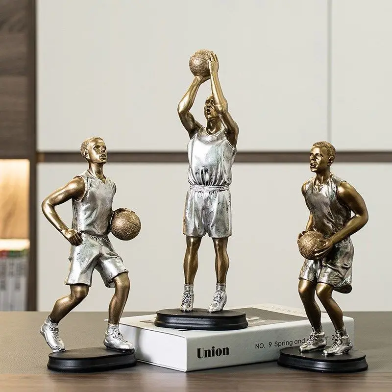 European Style Basketball Player Resin Sculpture, Modern Sports Figurine for Wine Cabinet TV Stand, Abstract Athlete Statue