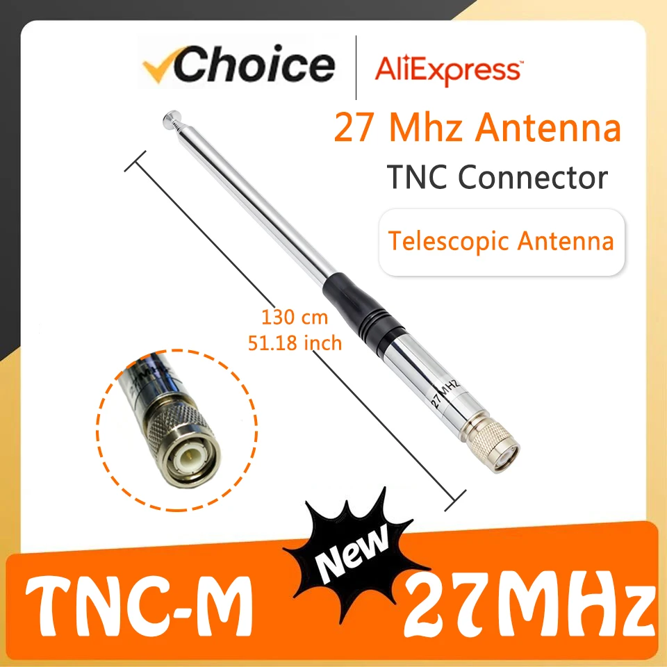 

27Mhz TNC Telescopic Antenna 130cm Jopix President Randy Stabo Handheld Walkie Talkie Portable 2 Way Radio Tactical Aerial TNC-M