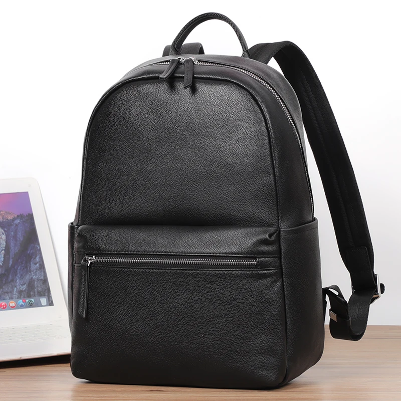 100% Genuine Leather Men Backpacks Fashion Real Natural Leather Student Backpack Boy Luxury Business 15.6 inch Laptop School Bag