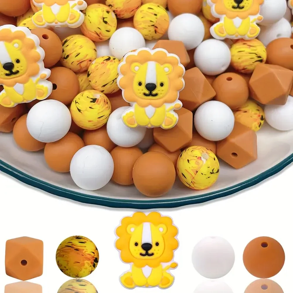 5/25PCS Cute Animal Silicone Bead Set, Multi Color, Used for DIY Jewelry, Keychain, and Bracelet Making Kit