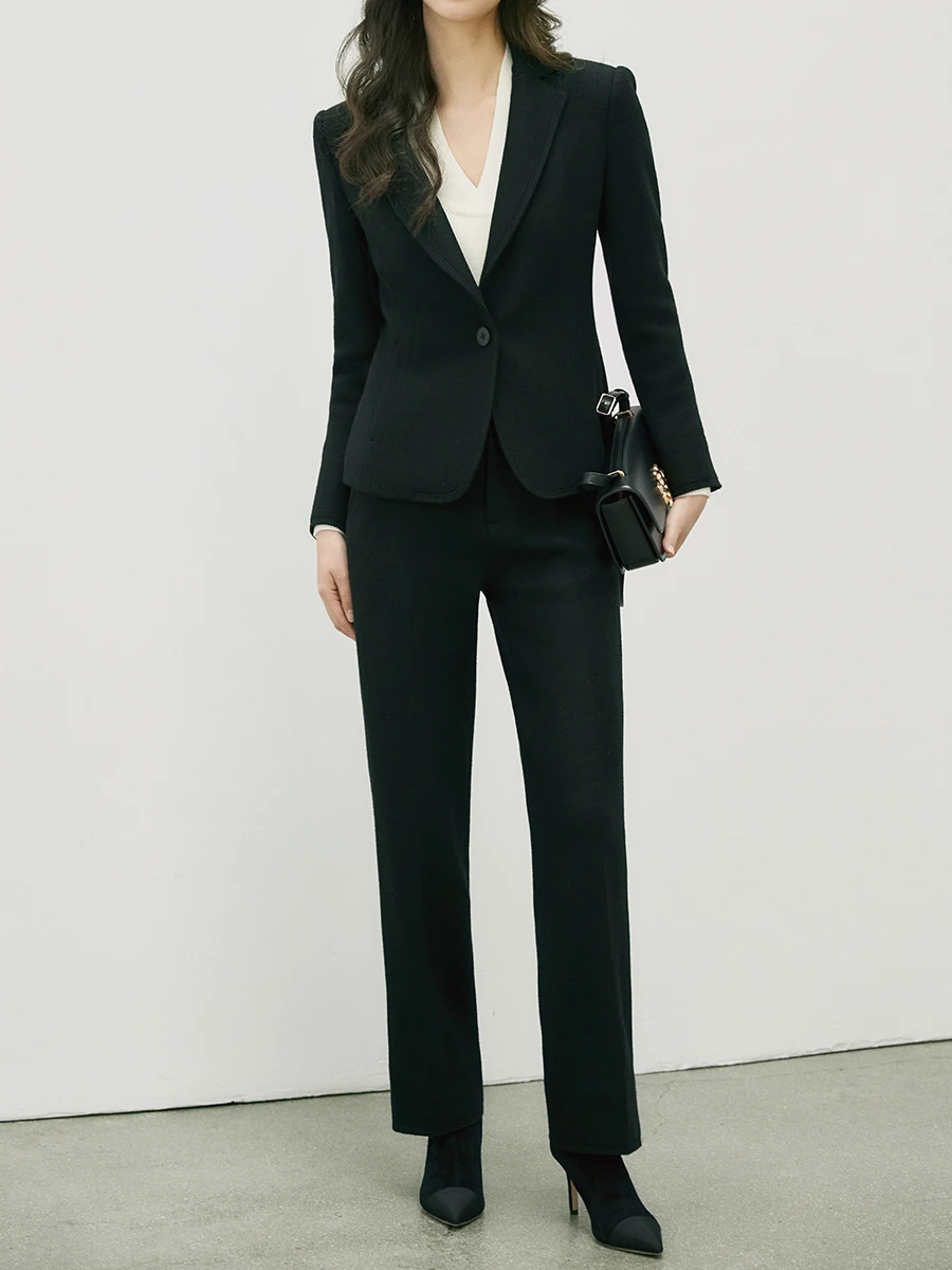 

OFFIY стильные шерстяные брюки Thiened для женщин осень-зима профессиональный прямой костюм брюки для похудения Bla