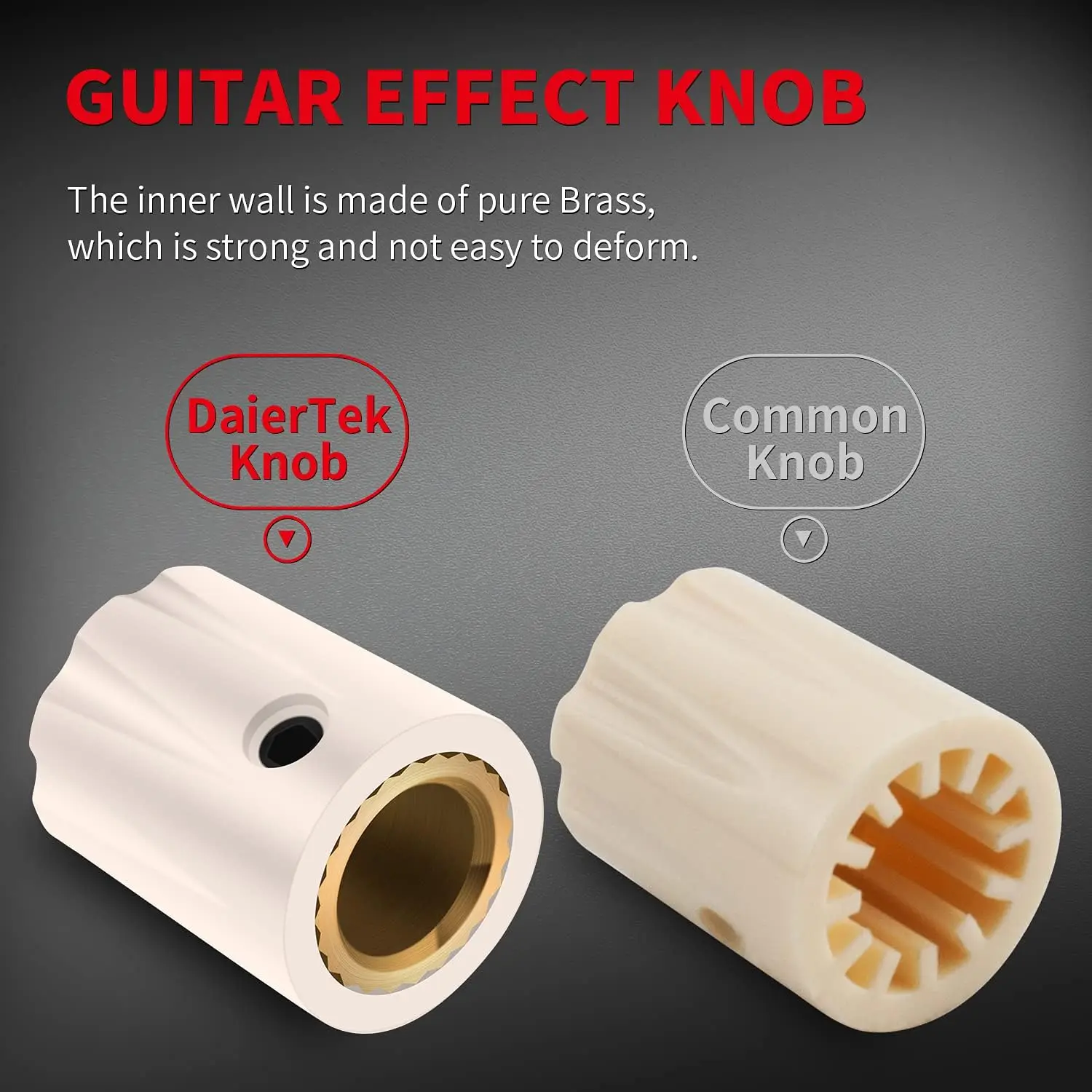 DAIERBUMP 10PCS Guitar Effect Knob 1/4 Potentiometer Knob Plastic Volume Control 1900 Davies Style 6.35MM Knob Metal Insert