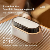 Portable Music Wireless Charger Bluetooth Speaker with LED Light Clock Temperature Digital Display Dual Alarm Clock FM Radio Box