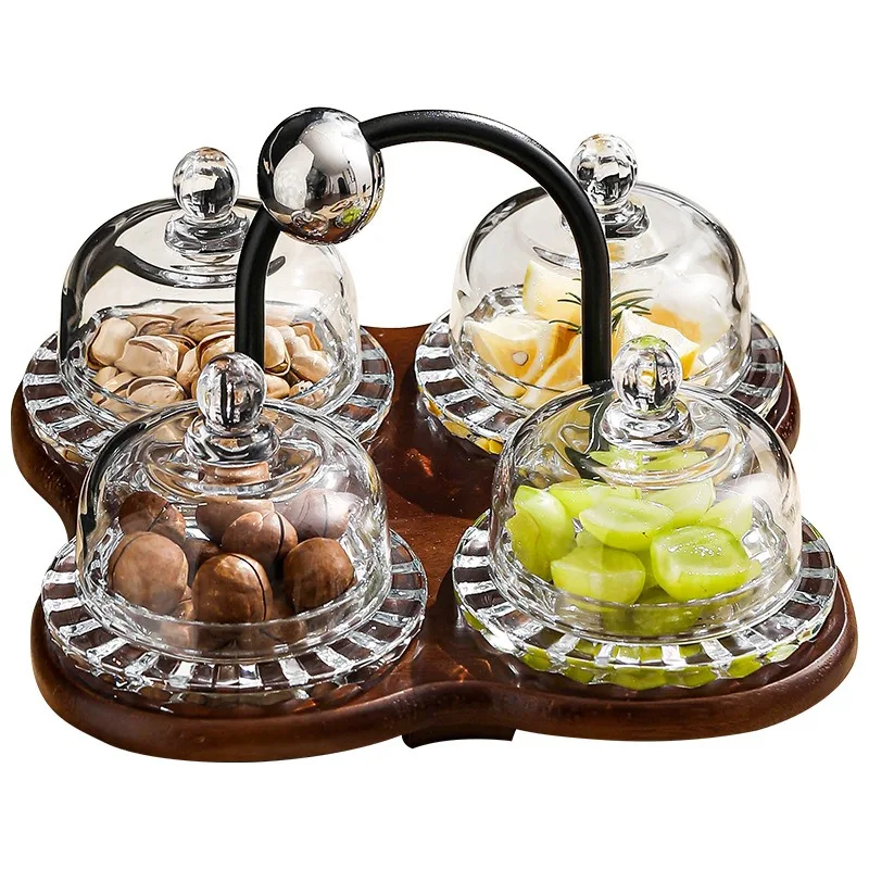 

Fruit plate high-end exquisite high-value snack refreshment plate household high-end sense glass snack plate with lid