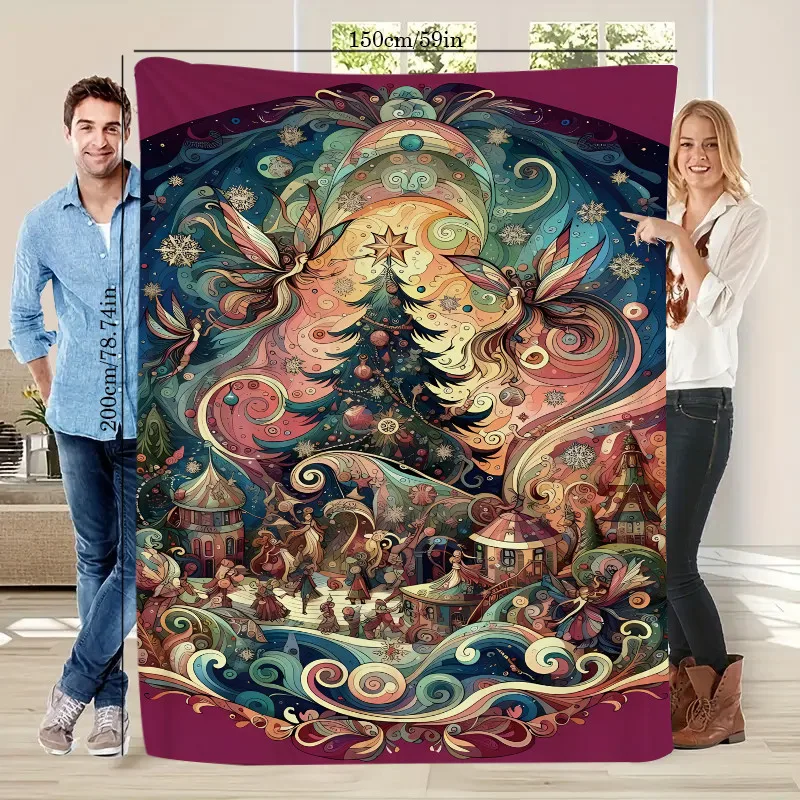 Fantasy Forest Christmas Tree Blanket - Polyester Printed Throw