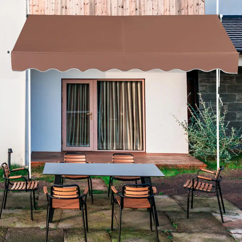Manuell einziehbares Sonnensegel in Kaffeebraun, 250 cm, höhenverstellbar 200-300 cm. Aluminiumkonstruktion und UV-beständiges Oxford-Gewebe, wetterfest, ideal für Balkon, Terrasse und Fenster.