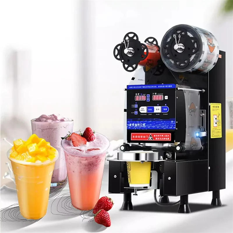 

Intelligent 90/95mm Drinks Bottle Bubble Tea Cup Sealing Machine Automatic Plastic Film Roll Juice Can Sealer Machine Packaging
