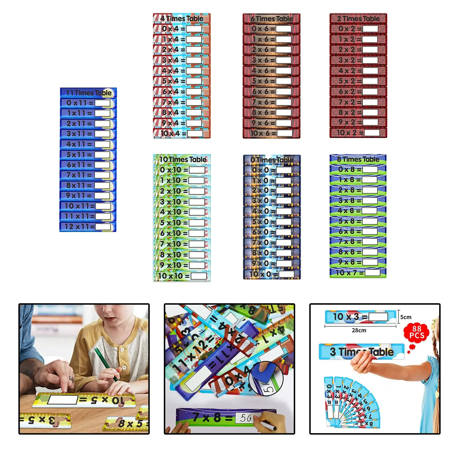 88x คูณการ์ด Erasable ของเล่นพัฒนาคณิตศาสตร์ช่วยสอนสําหรับเนอสเซอรี่