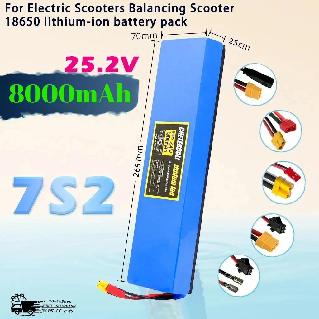 Aleaivy 24V 8000mAh  7S2P High-Capacity Li-ion Battery with Shock-Resistant Cotton, 29.4V 6Ah for  Bicycles