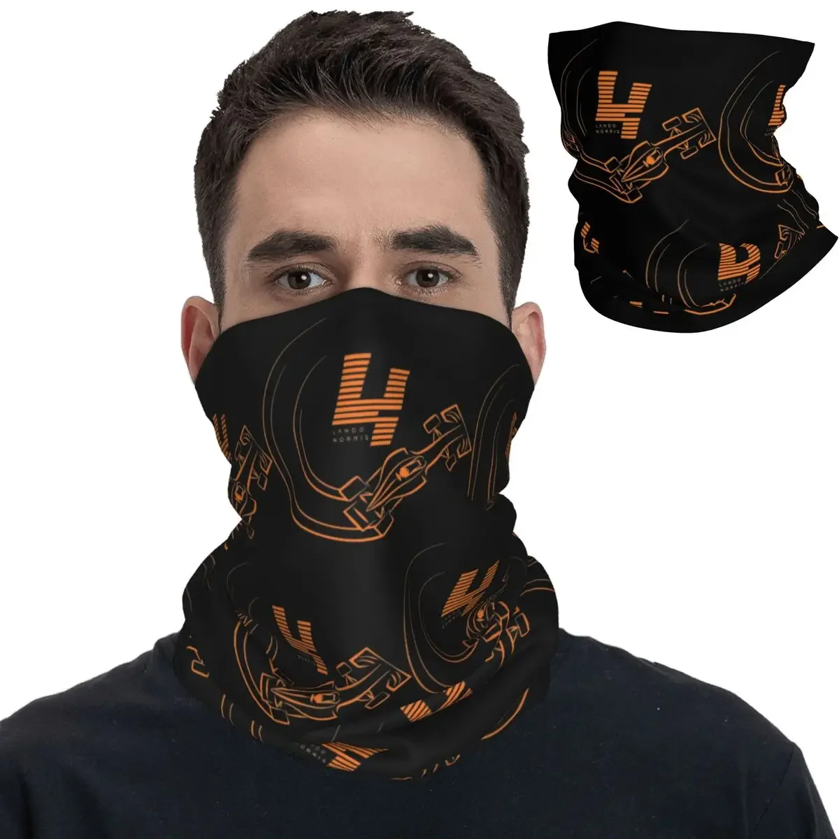 Lando Norris 4 Logo Bandana Neck Cover Printed Auto Racing Balaclavas Face Mask Scarf Multi-use Headband For Men Women Adult