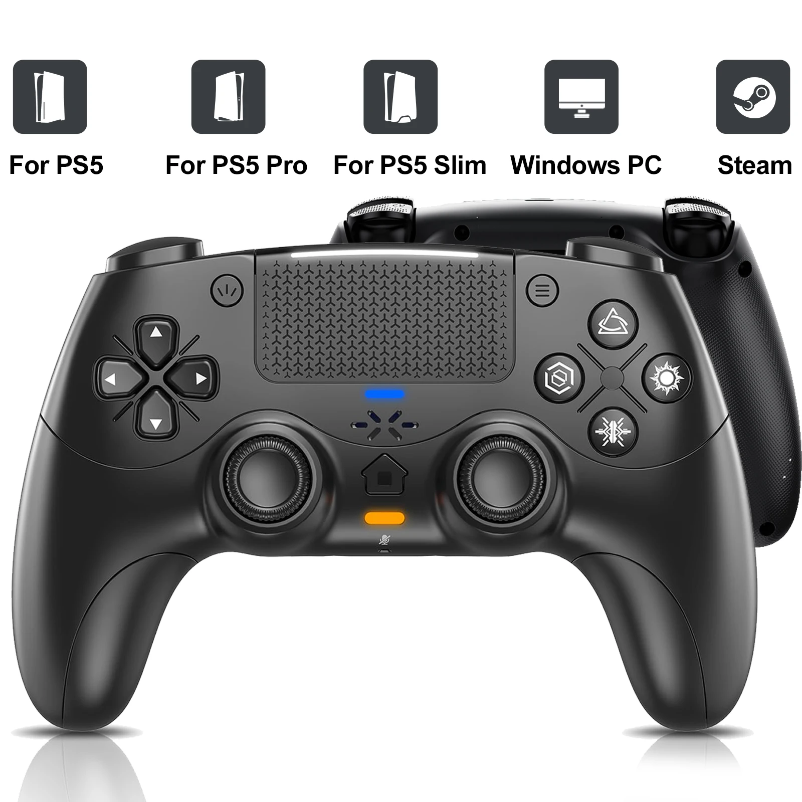 Kontroler do Playstation 5 PS5/PC, 6-osiowy żyroskop, bezprzewodowy gamepad z haptyczną komunikacją sensoryczną, touchpad, czujniki Halla, wbudowany mikrofon, joystick do gier. — zdjęcie produktu 7