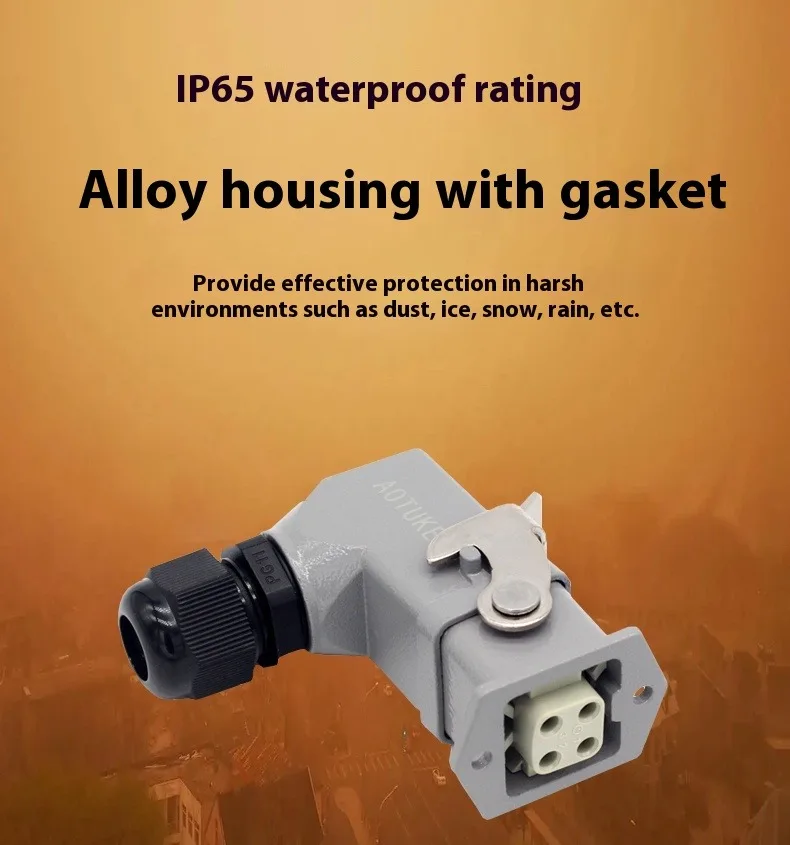 Heavy Load Connector 3/4/5 Core 10A HDC-HA-003/004 Aviation Plug Socket Butt H3A Rectangular Heat Flow Channel Industrial Plug