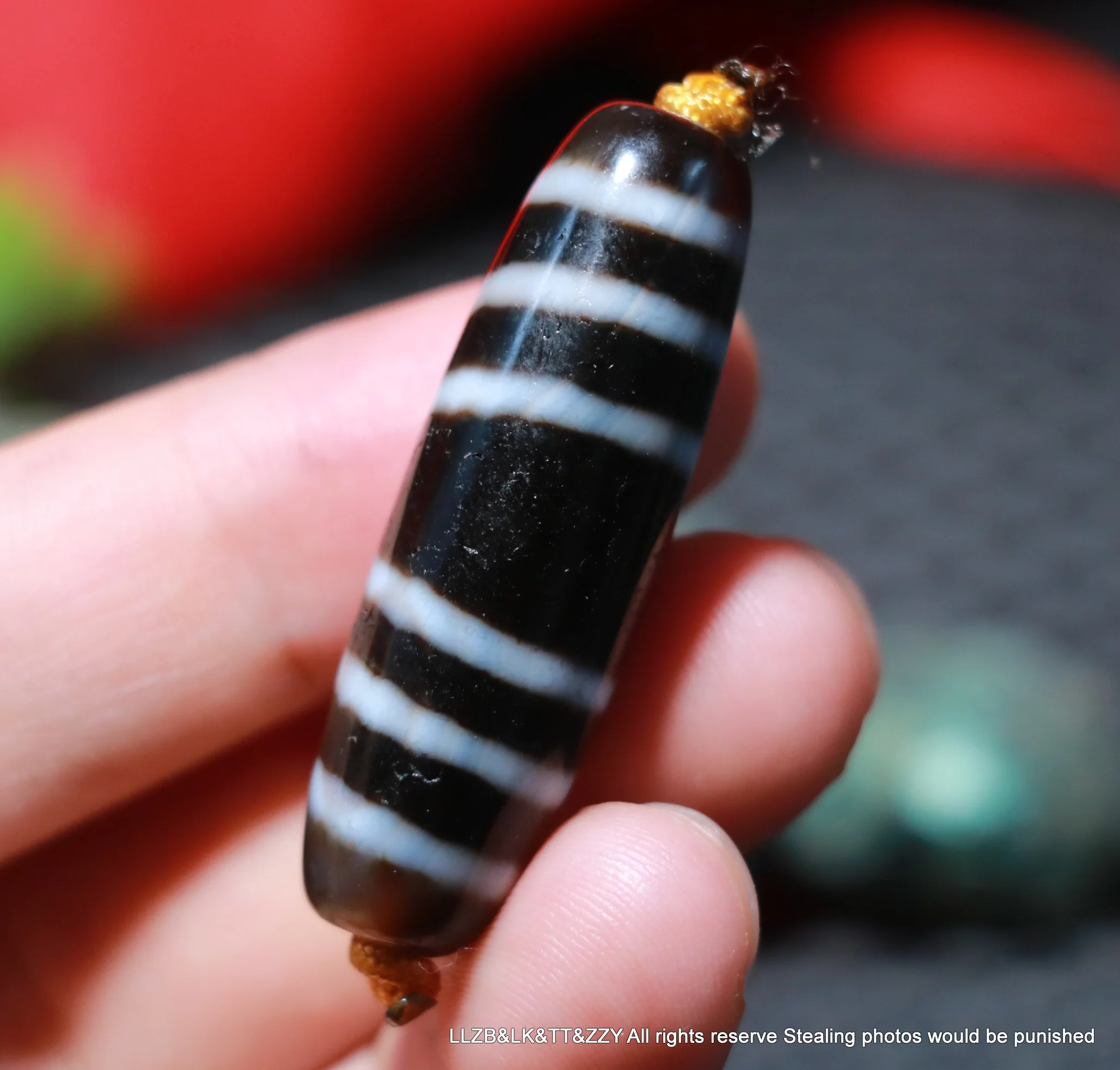 Collectible Treasure LKbrother Sauces Magic Power Tibetan Old Agate 6 Stripes Healer Medicine Dzi bead Amulet UPD0708A23