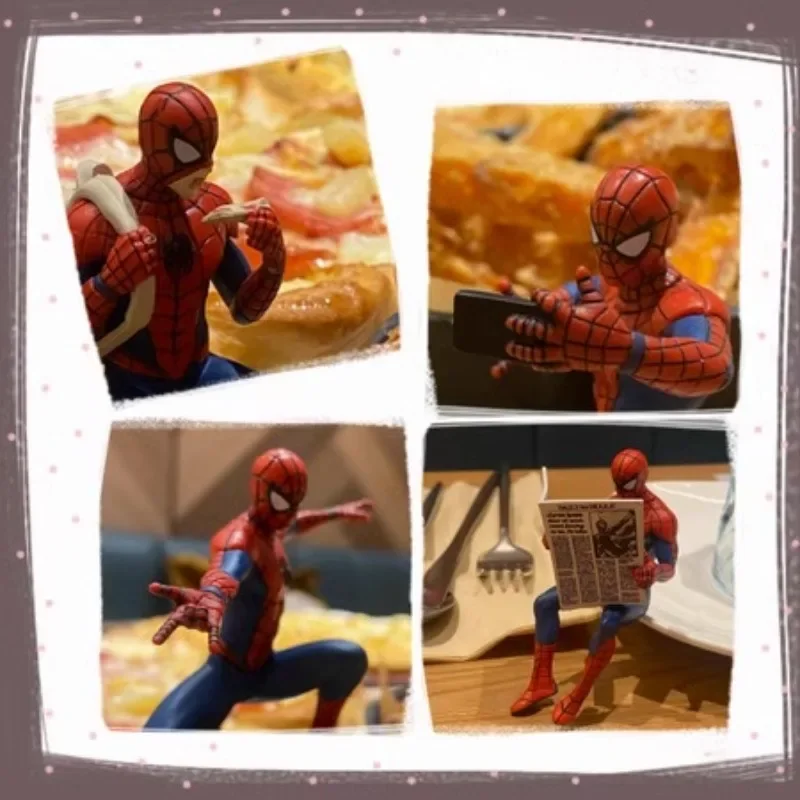 Marvel's Spider Man's 4pcs Daily Life SR+Pendulum Twist Egg Daily Action Figurine Toys Children's Christmas Gifts