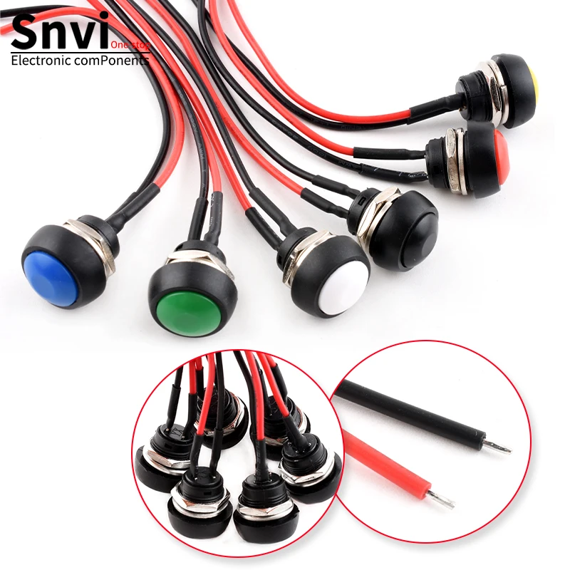 

12mm Waterproof Momentary Push Button Switch PBS-33B Mini Round ON/Off Switch With Pre-wired Leads Self-Reset for Arduino DIY