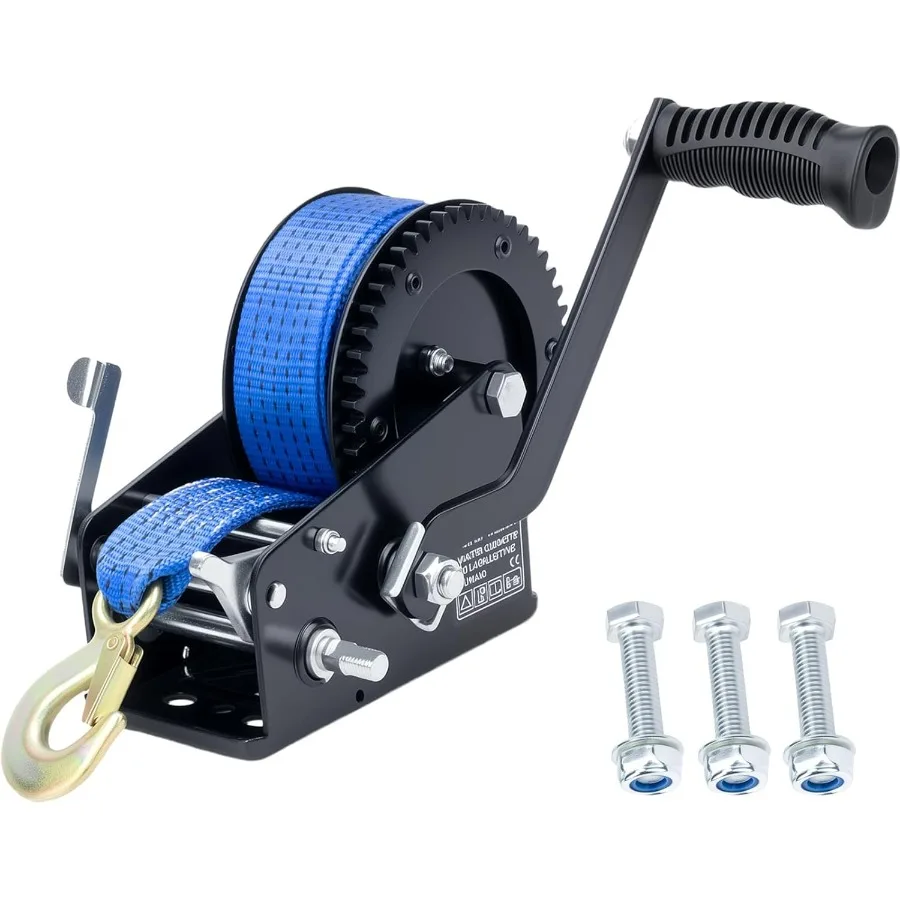 

Сверхмощная лебедка для прицепа 3500 фунтов с ремнем 32 фута, 2-сторонняя храповая лебедка, лебедка с шестерней 4:1/8:1, портативная рукоятка для лодки,