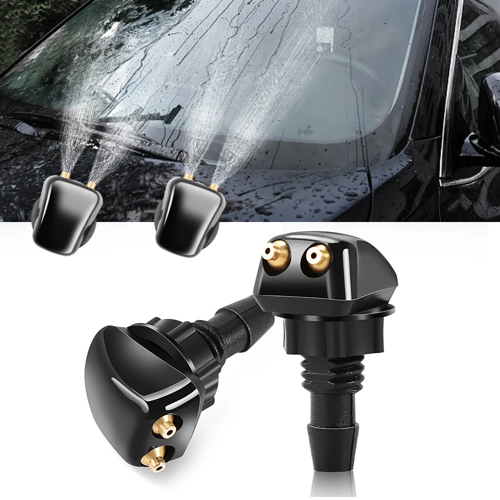 1/4Pcs Front Windshield Washer Wiper Spray Nozzle Set Universal Black Auto Car Sprinkler Water Spout Outlet Jet Nozzle Spray