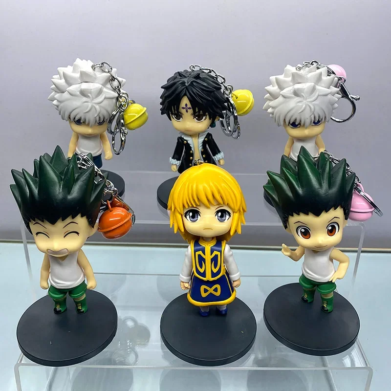 1 pçs estilo aleatório anime hunterxhunter killua gon figura de ação pvc modelo estátua mochila pingente chaveiro brinquedos boneca presentes