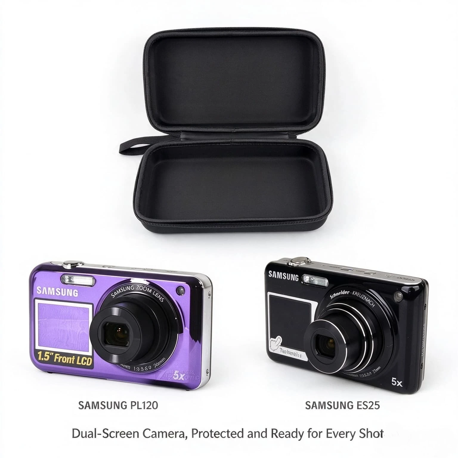 Portable EVA Digital Camera Carry Case Compact Storage Pouch for Samsung St600 Pl120, Shock‑resistant Zipper Bag for Camera