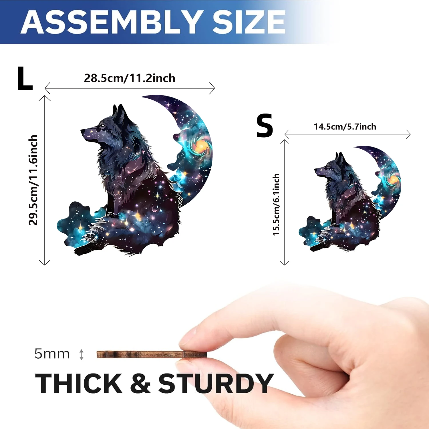 Star Wolf King Wooden Puzzle, Unique Shaped Pieces Wooden Jigsaw Puzzles for Adults, Ghristmas Gift Family Game Home Decor