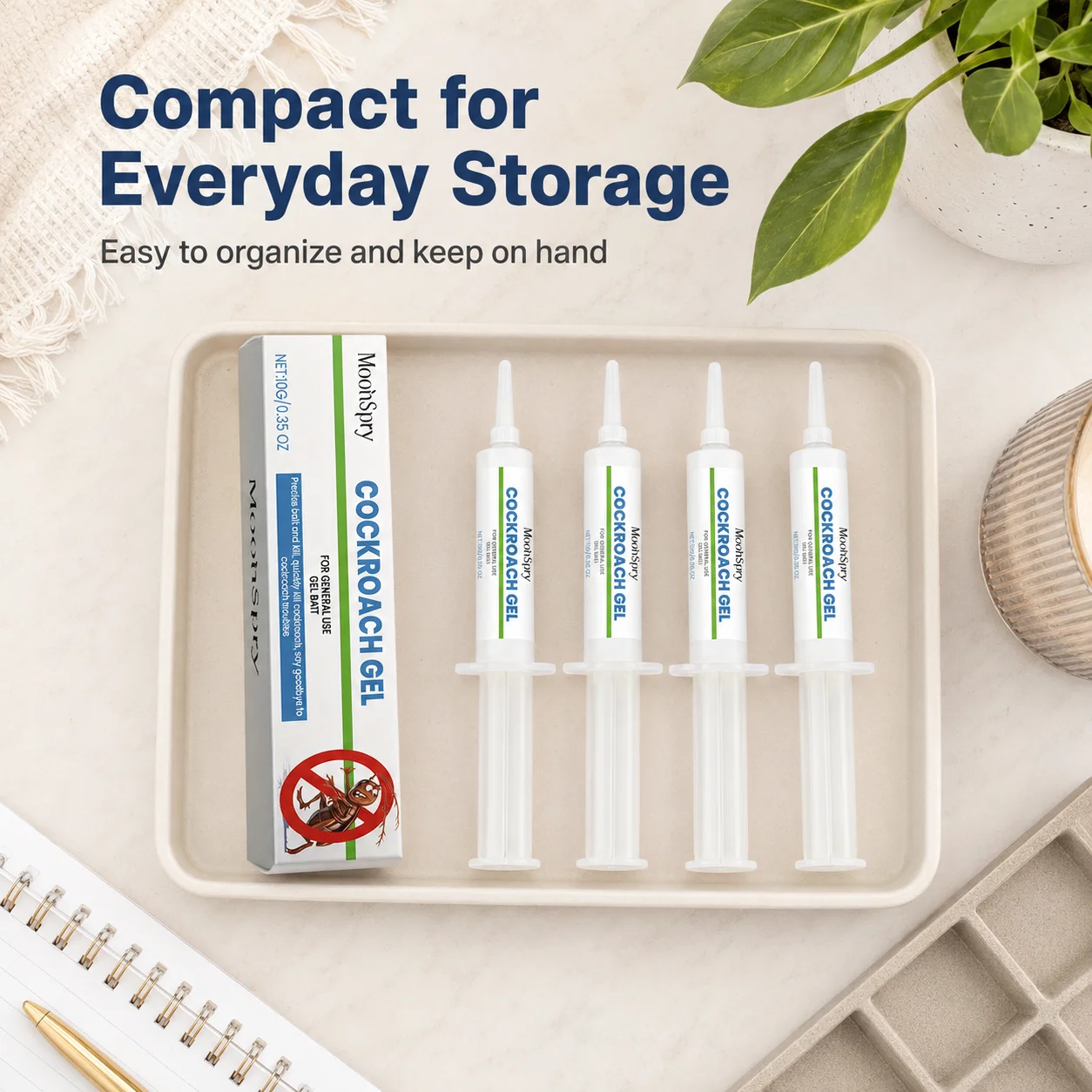 Convenient Placement Cockroach Bait Gel Set of 4, Household Indoor Gel Supply, Easy Squeeze Application, Multipurpose Home Accessory for Kitchen, Bathroom, Pantry, Apartment, Cabinet Gaps and Hidden Indoor Corners
