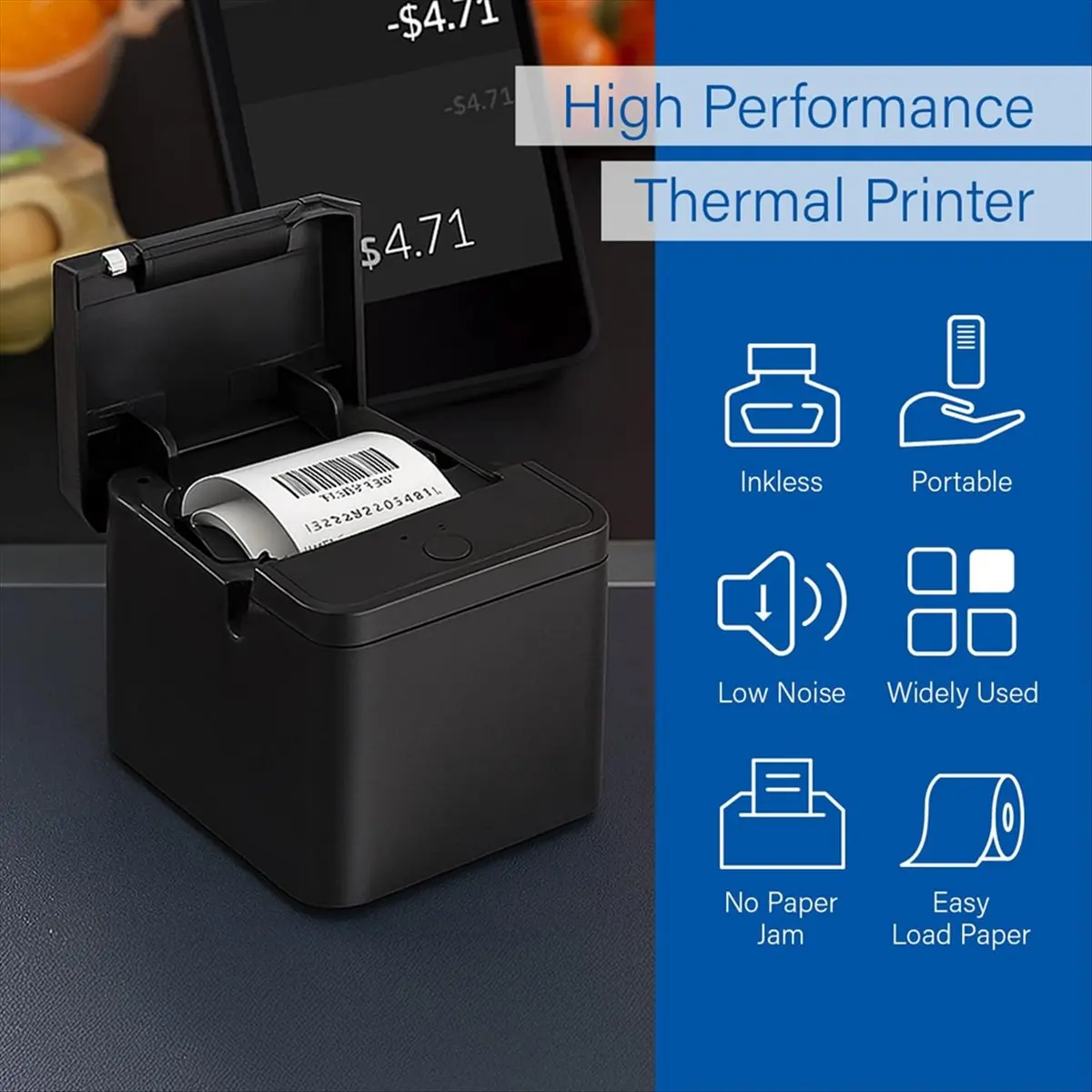 SPECIAL OFFER Thermal Receipt Printer,High-Speed 90mm/S,USB/BT Connectivity,ESC/POS Compatible,for //IOS/Android EU Plug