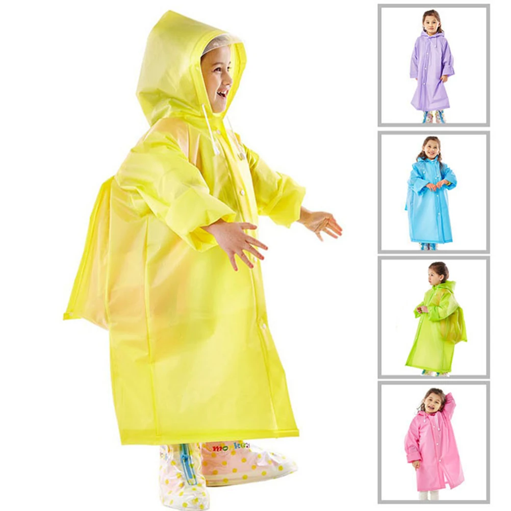 

Kids Raincoat Hooded Schoolbag Cover Portable Poncho Lightweight Durable Reusable Bright Colors Elastic Cuff Safety Outdoor