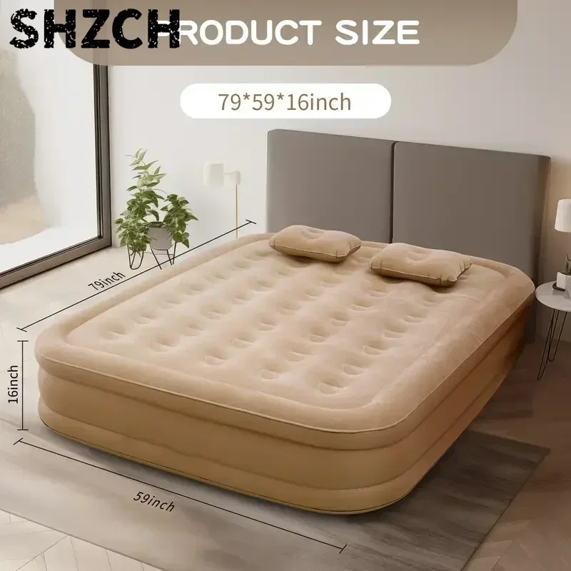 Interior Air Mattress Glamping Mats PVC Inflatable Sleeping Mattress Luxury 2 Person Camping Bed Mat Built-in Pump Thicken Mat