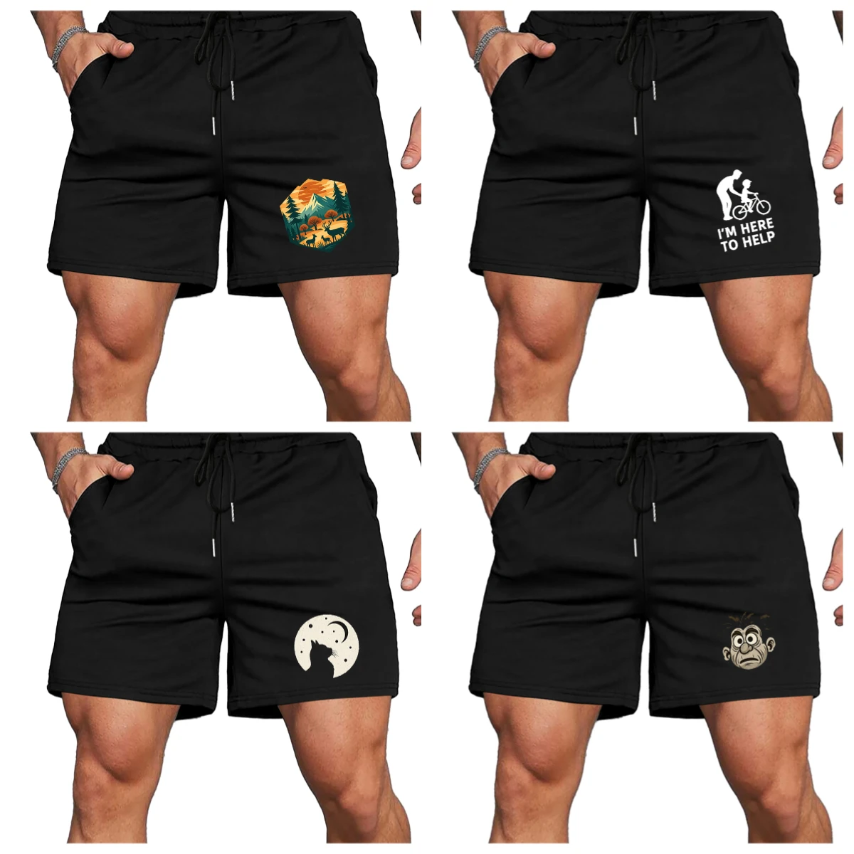 

Новинка лета 2024, мужские спортивные шорты из хлопка с принтом, удобные шорты для тренировок мышц, фитнеса, баскетбола, бега, хипстеров