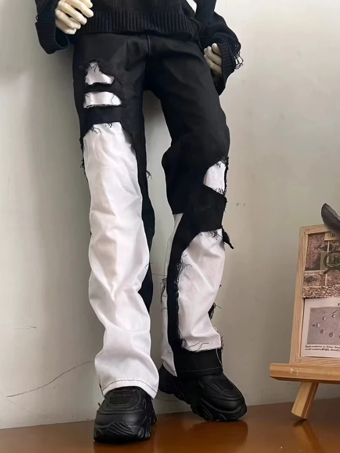 A04 어린이 수제 장난감 삼촌 ID75 uf75 BJD 인형 옷 혼합 색상 흑백 컬러 차단 서리로 덥은 스타일 바지 1pcs