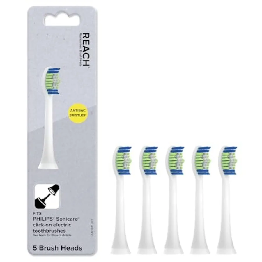 

REACH SmileSonic Pro Essential Clean Replacement Toothbrush Brush Heads, Compatible with Philips Sonicare Click-On Power Toothb