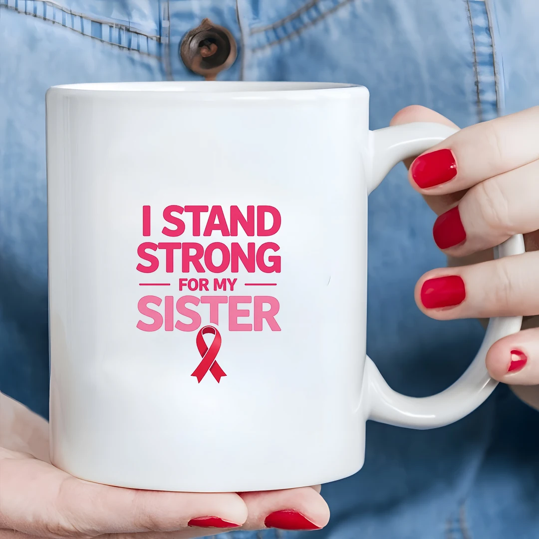 

11oz Cup + Breast Cancer Awareness Design + Pink Ribbon Logo + Christmas Gift + Home Office Cup