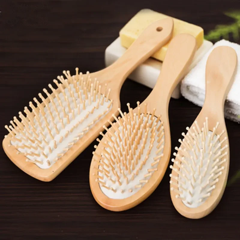 Pure Wood Air Cushion Comb, Pentes de bambu saudáveis naturais, Escova de massagem profissional, Escovas de cabelo, Ferramentas do cuidado do couro cabeludo