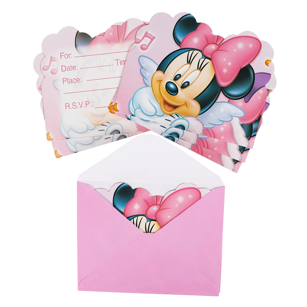 Disney Party Invitation Card Minnie Mickey Mouse Frozen Princess Avengers Card Envelope Kids Birthday Party Baby Shower Supplies