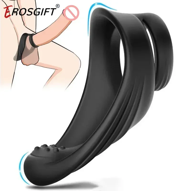 Silicone Dual Ring Penis Ring Men Stronger Erection Delay Ejaculation Reusable Male Masturbator Stretching Ring On Penis