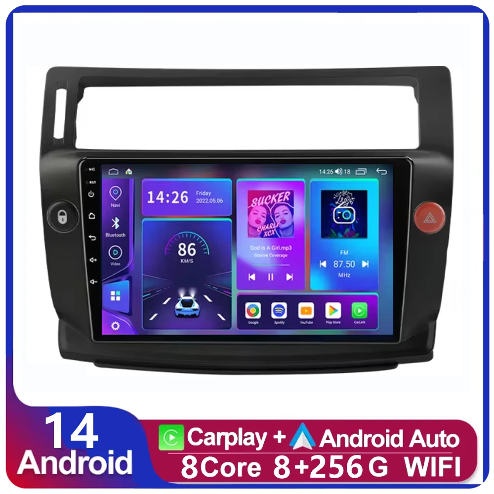 

4G +64G Android 14 2DIN Car Radio Multimedia Video Player for Citroen C4 C-Triomphe C-Quatre 2004 2005 2006 -2014 Navigation GPS