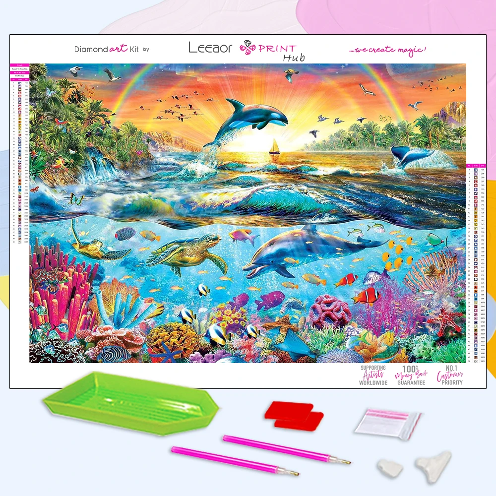 Diy Diamond Painting Underwater World Full Diamond Mosaic Embroidery Cross Stitch Kits Ocean Landscape Home Decor Gift For Kids