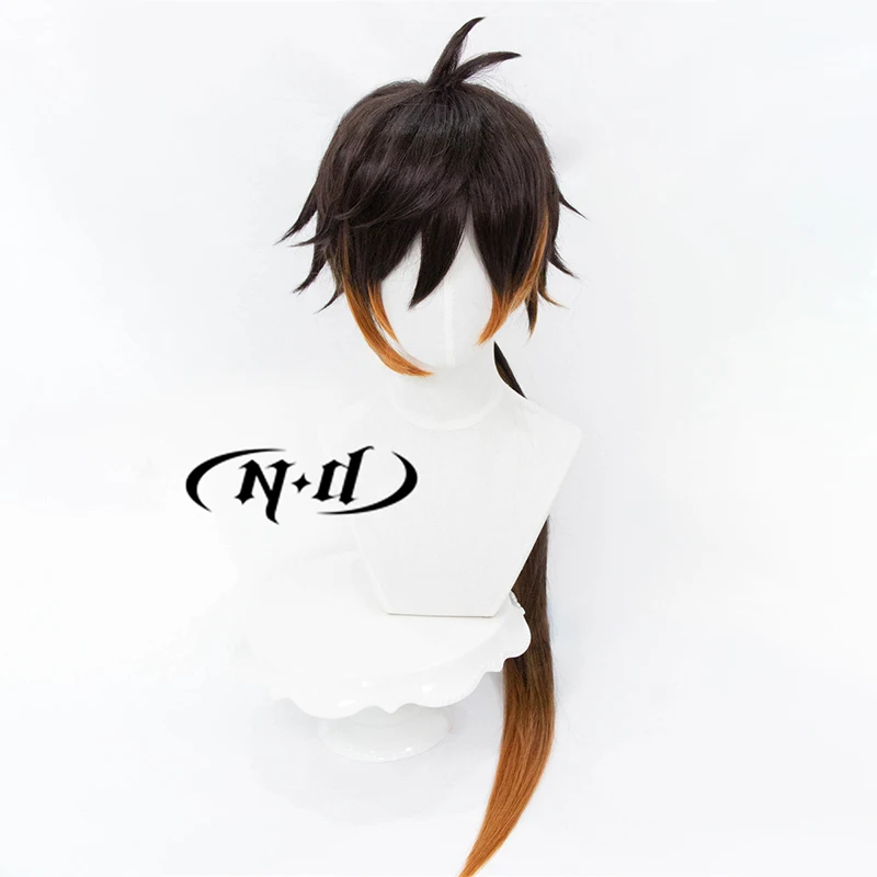 ND Zhongli Parrucchino Parrucche Cosplay Genshin Impact Parrucche per capelli Cosplay per Comic Con Coser Costume a tema Gioco Festa Resistente al calore