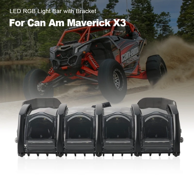 10Inch LED RGB Light Bar With Bracket For Can Am Maverick X3