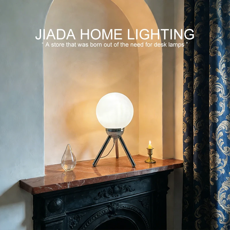 

Light Tripod Triangle Frosted Sphere Table Lamp LED Modern Creative Minimalist Bedroom Bedside Fashion Warm Home Art Light