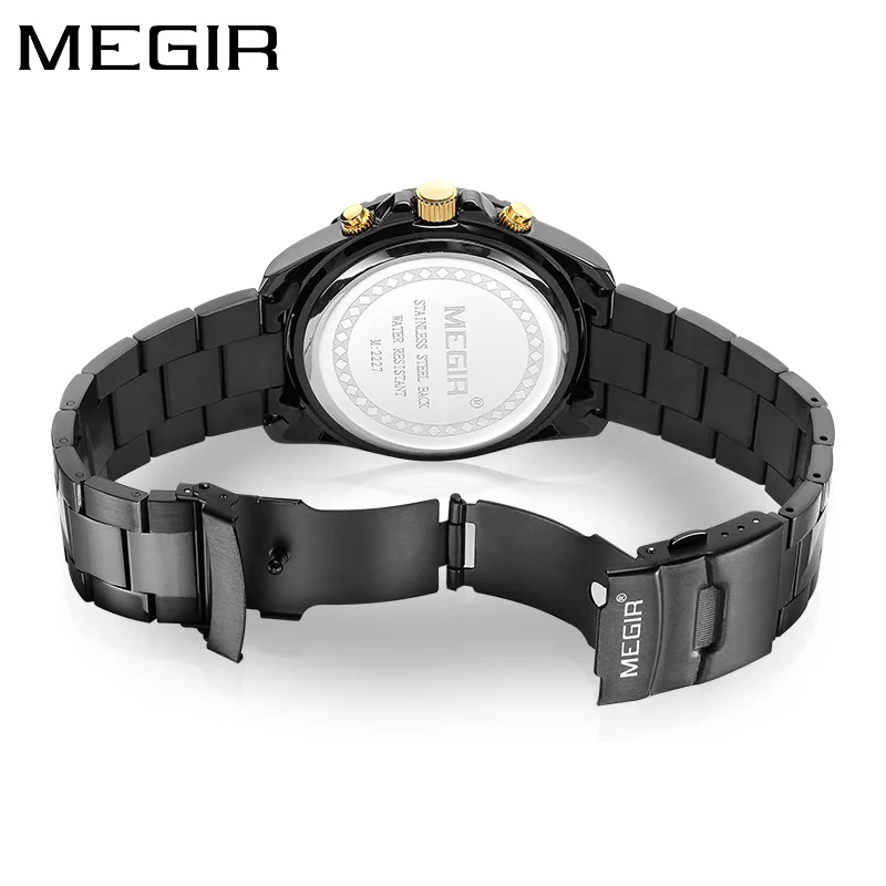 MEGIR 2227 New Men\'s Diamond Inlaid Fashion Rainbow Dial Quartz Watches Waterproof Luminous Calendar Multifunctional Watch reloj