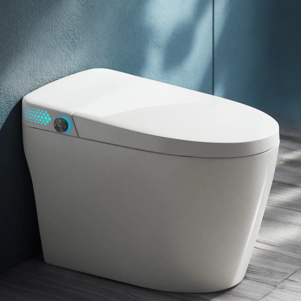 Modern Elongated Smart Toilet Remote Control Heated Seat Air Drying-Floor Mounted Ceramic S-trap