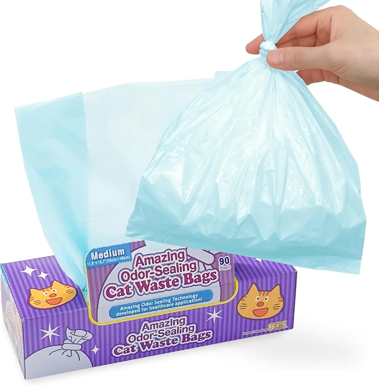 

Cat Waste Disposal Bags, 90 Count Odor Sealing Bags for Pet Litter, Unscented Durable Disposable Bags