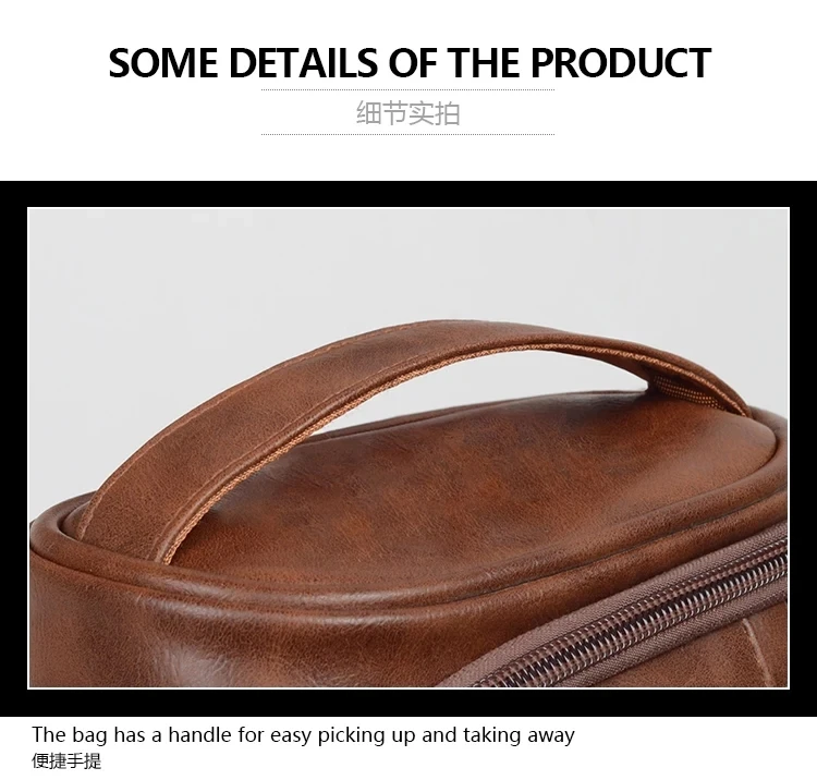 Hohe Qualität Reise Kulturbeutel Für Frauen Männer Retro PU Leder Kosmetik Taschen Weibliche Wasserdichte Reise Make-Up Tasche – Detail 17