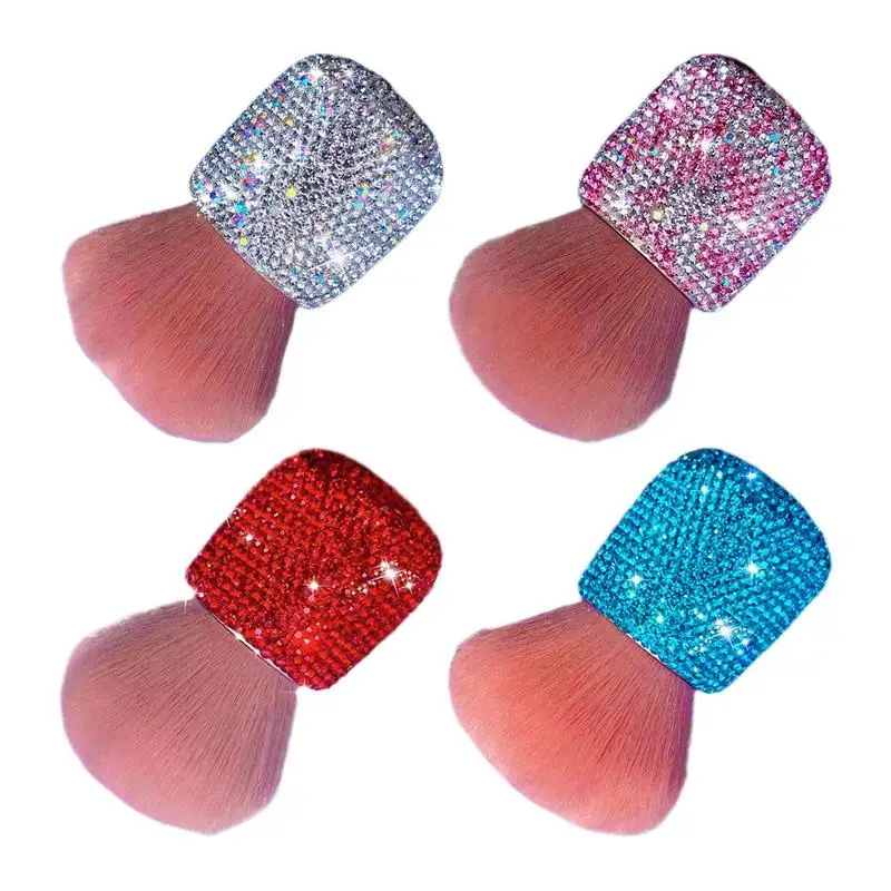 Car Interior Brush Bling Rhinestone Nail Cleaning Dust Brush Diamond Mushroom Nail Paint Gel Interior Cleaning Tool