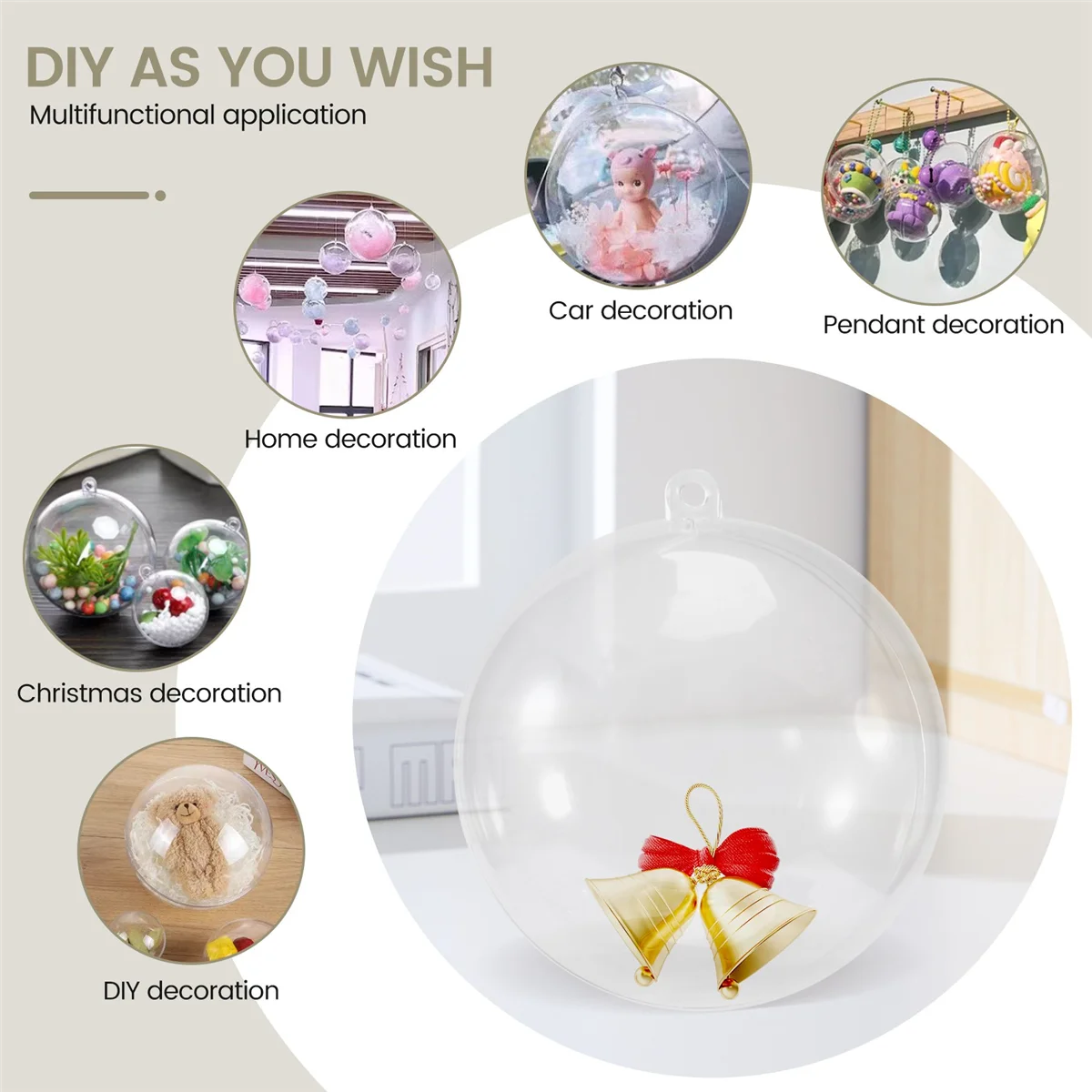 24 ลูก/ชุด DIY 70 มม.ต้นคริสต์มาสแขวนลูกบอลโปร่งใสโปร่งใสพลาสติก Filled Ball เครื่องประดับ