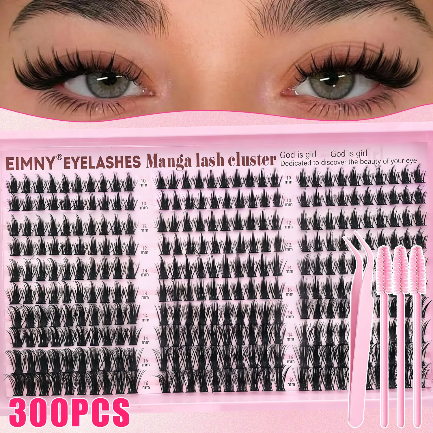 EIMNY 300 Stück Manga- und Comic-Wimpern, Einzelne Cluster-Wimpern, Anfängerfreundlich, für atemberaubende Manga- und Comic-Augen-Looks – Detail 8